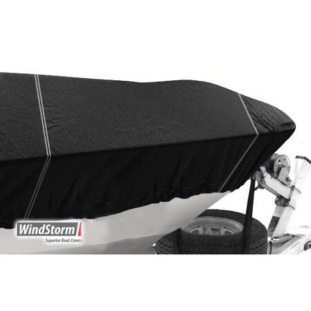 Eevelle Windstorm Boat Cover SKI BOAT Tournament w/Tower Inboard 25' 6in. L 102in. W Black WSTURSKT25102-BLK